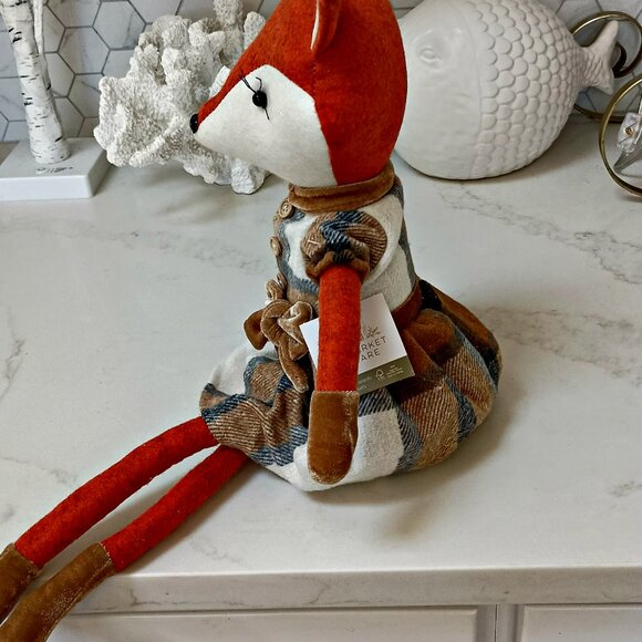 NEW! BOHO Farmhouse WOOL Fox FLANNEL DRESS DOLL - Picture 6 of 7